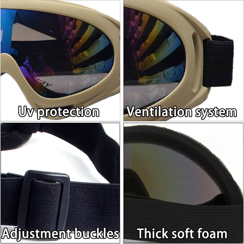 XILEDUO Ski Goggles Snowboard Goggles for Men Women Kids Winter Snow Windproof Sports Sunglasses Motorcycle ATV Glasses for Youth Adult Teens, UV Protection Foam Anti-Scratch Dustproof (Coffee) - Image 3